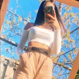 White Off Shoulder Crop Top